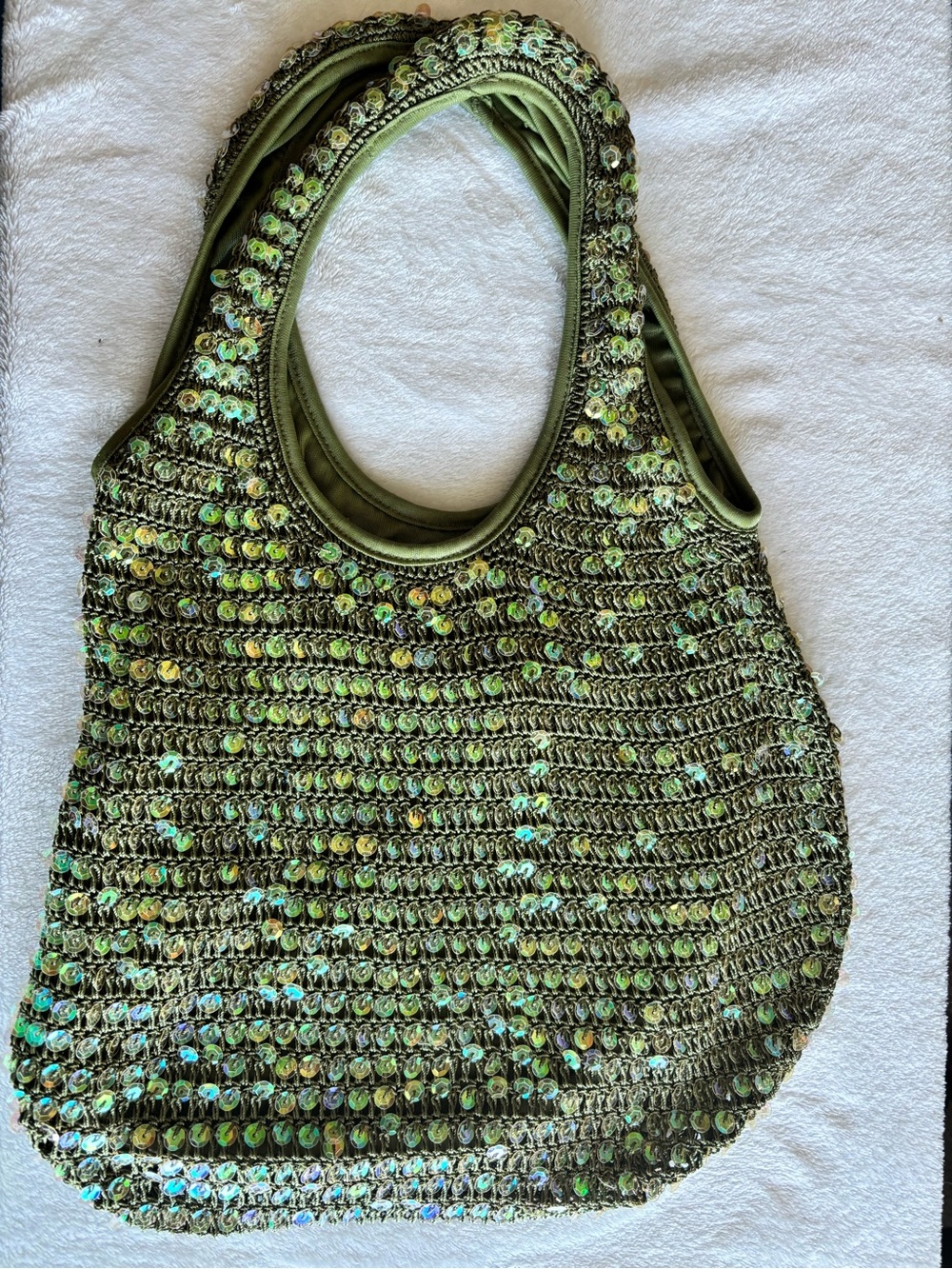 ❤️‍🔥❤️‍🔥Aldo Olive Green Sequin Crochet Shoulder Bag